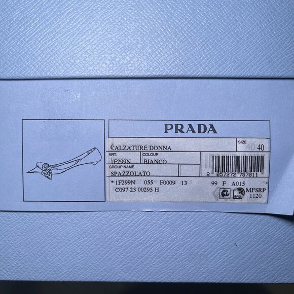 Prada Calzature Donna Spazzolato white flats with floral applique size EU40 US10 - Picture 9 of 10